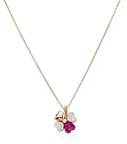 Amen Gioielli, Collana Quadricuore, Collana Donna Argento 925 Rosa, Zirconi Rossi e Bianchi, Regalo Donna
