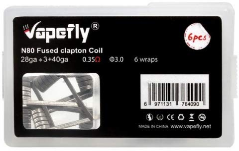 6x Vapefly Prebuild Ni80 Fused Clapton Coil 0.35 Ohm