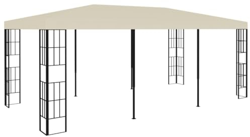 vidaXL Pavillon Verdeck mit Klettverschlüssen Gartenzelt Partyzelt Festzelt Gartenpavillon Bierzelt Garten 3x6m Creme 200 cm Stahl