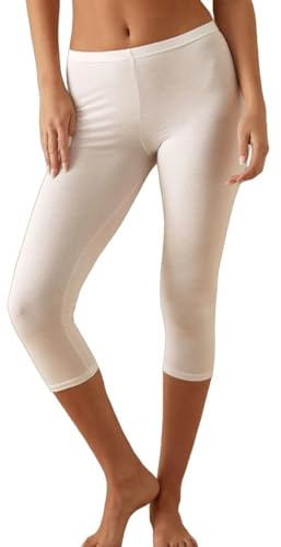 JADEA - Leggings Donna Modello Capri Art. 4266 – in Fresco Cotone Stretch Traspirante, vestibilità Comoda ed Elasticizzata, Ideale per Outfit Estivi, Sportivi e Casual, Bianco, M