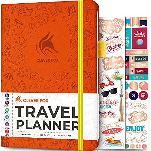 Clever Fox Reisetagebuch – Urlaubsplaner mit Budgetplan, Packliste, Ausgaben-Tracker & Reisetagebuch – Reiserouten-Organizer für Frauen, Männer & Paare – A5-Größe, Orange