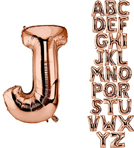 DekoRex Folienballon Rosegold 100cm Luftballon Geburtstag Hochzeit Deko (Buchstabe J)
