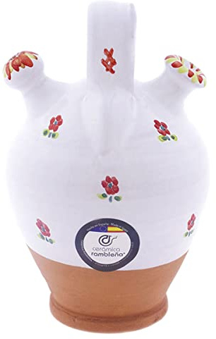 CERÁMICA RAMBLEÑA | Cruche d'argile | Cruche pour enfants | Cruche originale | Pichet décoratif | Cruche Modèle D02 | 100% fait main | 0.4 litre | Écho