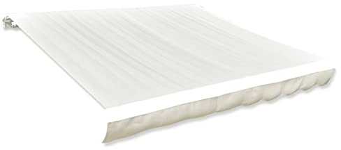 Keketa Markisenbespannung Markisentuch Ersatz-Bezug für Markise Ersatz-Markisenstoff Sonnenschutz Markisenbespannung Ersatzstoff mit Volant ohne Rahmen Creme 450x300 cm