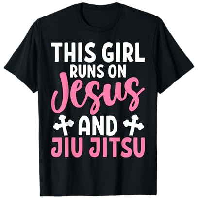 Girl Runs On Jesus Jiu Jitsu BJJ Martial Arts Christian T-Shirt
