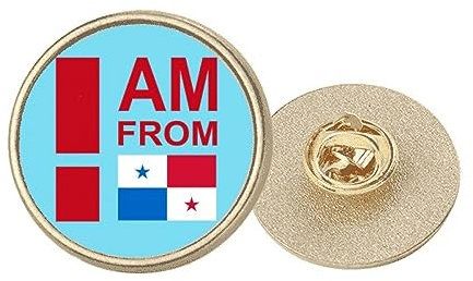 I Am From Panama Art Deco Brosche, rund, Metall, goldfarben, M, Metall