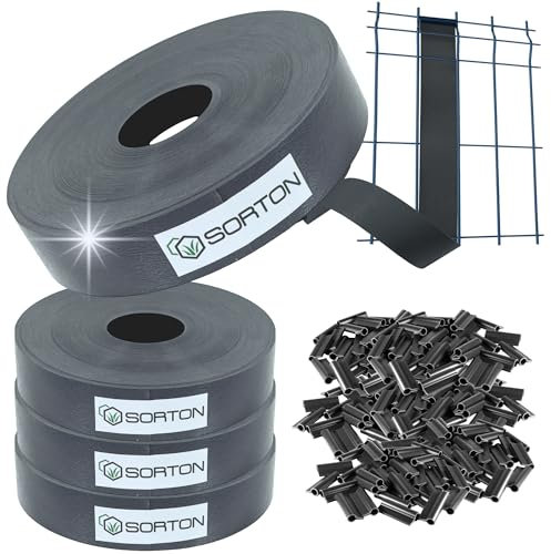 Sorton® Kit de Lamelles Occultation, Brise Vue Grillage Rigide pour Occultant Cloture, Bande Brise Vue Brise Vue PVC, Lamelle Occultante Grillage Rigide, Bande Occultante 46MM x 280M+400Clips-RAL7015