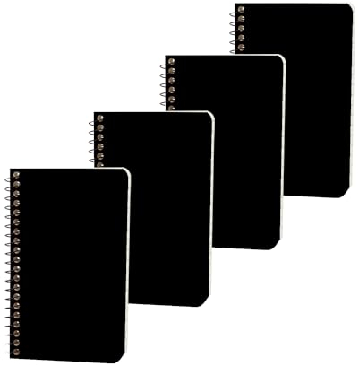 Quanerba A7 Notizbuch Spirale - 4 STK Spiralblock a7 liniertes Papier- Notizbücher Spiralbindung a7 Notebook - Notizheft Journal - 120 Seiten/60 Blatt, 3x5 Inches/12.7×7.6cm, Schwarz