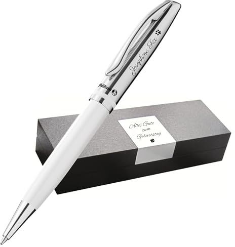 Pelikan Kugelschreiber mit Gravur Geschenk - einzigartige Stifte mit Namen - personalisierte Geschenke zu Weihnachten - personalisiert (Gravur, weiß)