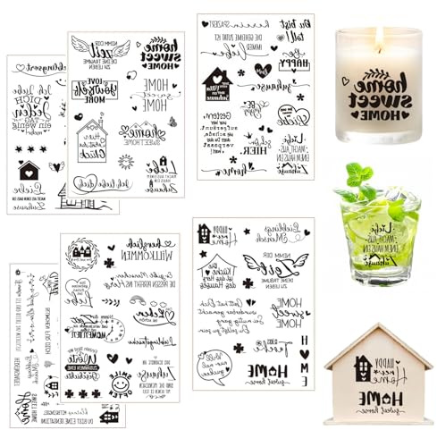 Ymoryiyi 6 Stück Kerzentattoos für Kerzen, Wasserschiebefolie mit Wassertransferdruck - Kerzenfolie & Kerzenaufkleber für Keramik, Holz & Glas - Ideal für Geburtstag, Hochzeit & Home Deko