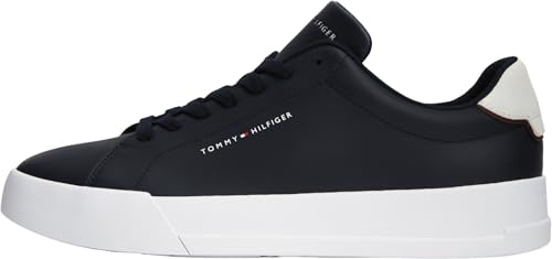 Tommy Hilfiger Uomo Sneakers Court Detail Essential in Pelle, Blu (Desert Sky), 43