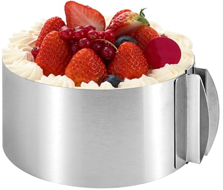 WOKICOR Anello per torta regolabile, 16 – 30 cm, anello alto 8,5 cm, in acciaio inox, forma stabile, stabile per la preparazione di torte, torte a strati e torte