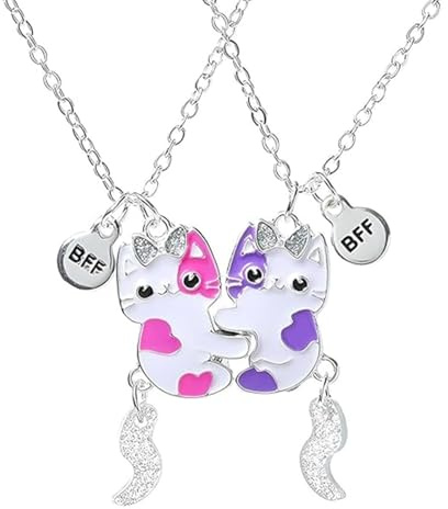 SULIVES Best Friend Necklace Set, Matching BFF Heart Pendants for 2 Friends, Ideal Friendship Jewelry Gift for Girls, Women, Sisters, Perfect for Birthdays and Special Occasions
