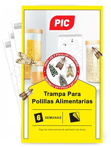 Trappole Farfalline Alimentari PIC - 12 Trappole Antitarme Alimentari - Trappole per tarme della dispensa con feromone, Trappole adesive efficaci per determinare l'infestazione di farfalline del cibo