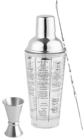 NUZAMAS Cocktail Making Set Glass Drink Shaker Cocktail Shaker Set 400ml Mixed Drink Shaker with Measurements Ice Shaker Mixing Glass Bar Tools