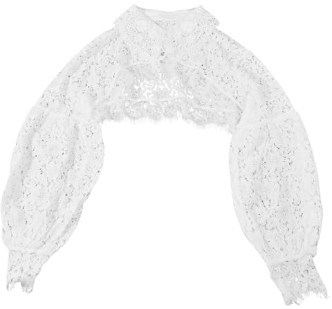 GLOBLELAND Blusa de encaje desmontable con cuello falso, media camisa, cuello de encaje, cuello de algodón desmontable, cuello bordado, para mujer, blanco