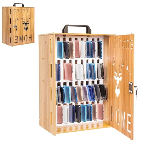 Armadietto for Cellulare Con 36 Slot Organizzatori Di Telefoni Cellulari Armadietto Portaoggetti,Organizer in Legno con Chiusura a Chiave per Telefoni Cellulari for Porta Cellulare Da Parete