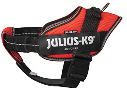 IDC Powair Hundegeschirr, Größe: XL/2, Rot + JK9 Powair Druckverteilerpad, Größe: L-XL, Rot