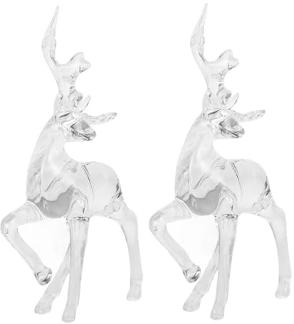 Garneck 2pezzi Cervo Trasparente in Acrilico Scultura Cervo Decorazione Natale Per Per Interni