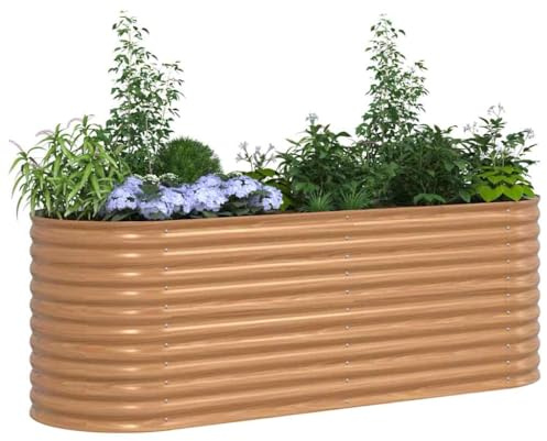 vidaXL Höjd bädd Brun 240 x 80 x 81 cm Stål, Stilren ståplanterare, modern trädgårdsinredning, minimalistisk blomlåda, hållbar utemöbel för terrasser
