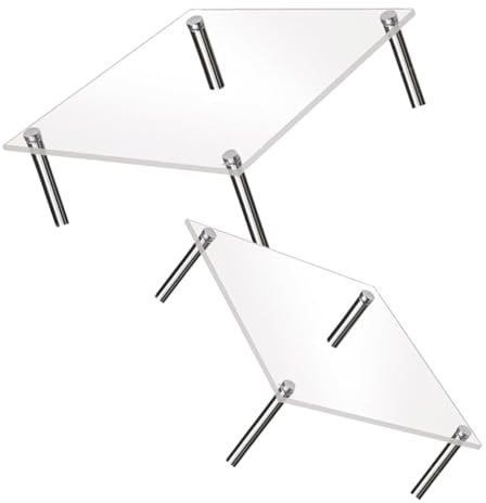 Garneck Acrylic Display Risers：Clear Cake Stand Square Dessert Display Holder 2 Tier Stand 2 Pieces for Party Use Kitchen Accessory Home