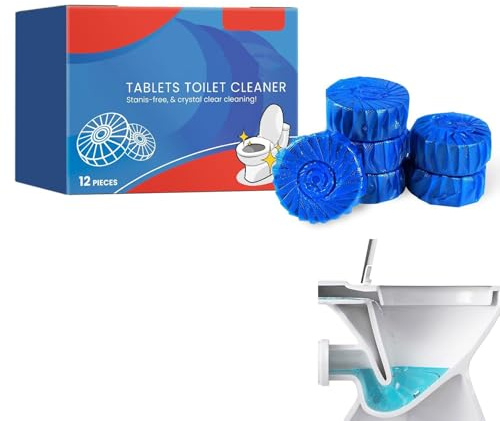 Cleaning Block WC,Detersivo Bagno,Anticalcare per Cassetta,Pastiglie Effervescenti per la Pulizia del WC,Pulizia Efficace Di,Freschezza Igiene Duratura,Rimuove Calcare Odori Sgradevoli,12 Pezzi