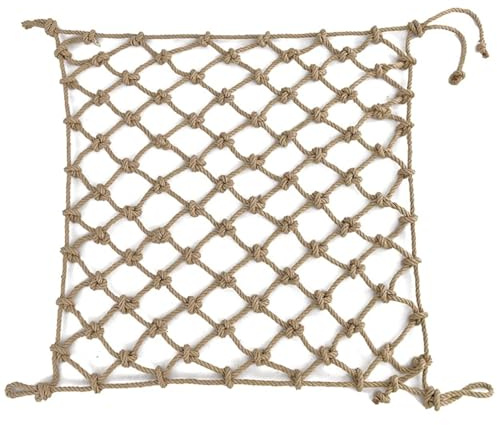 Corda in iuta naturale e canapa per arrampicata, protezione balcone, scale, recinzioni e giardini, corda resistente per esterni, 4 x 4 m, per uso versatile