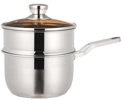 PANGBOER 204 Pentole a vapore in acciaio inox a 2 strati con coperchio in vetro multiuso gadget da cucina per verdure e pasta di mare