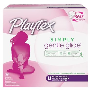Playtex Simply Gentle Glide Tampons, Ultra Absorbency, Fragrance-Free - 36ct