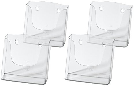 Sigel Wand Prospekthalter DIN A5 Acryl transparent 4er Pack | LH116/4, Platzsparende Lösung zur Präsentation von Prospekten und Informationsmaterial