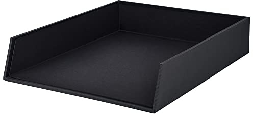 Rössler SOHO Briefablage A4 | Dokumentenablage A4 | Schreibtisch Organizer aus Papier | Ablagefächer stapelbar | Büro Organizer Schreibtisch Zubehör | 32 x 26 x 6 cm | 1 Stück | Farbe: Schwarz