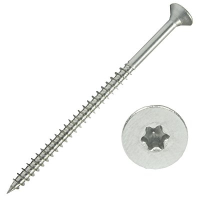 100 Stück Edelstahl-Schrauben 6x100 mm Teilgewinde Torx - Spanplattenschrauben mit Senkkopf - Holzschrauben/Holzbauschrauben - Werkstoff A2 VA V2A - Edelstahlschrauben/Universalschrauben TX25