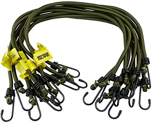 Savage Island 10 Spanngummis extra stark olivgrün mit Haken an beiden Enden elastisch Garten Auto Heimwerken Gepäck Outdoor Camping
