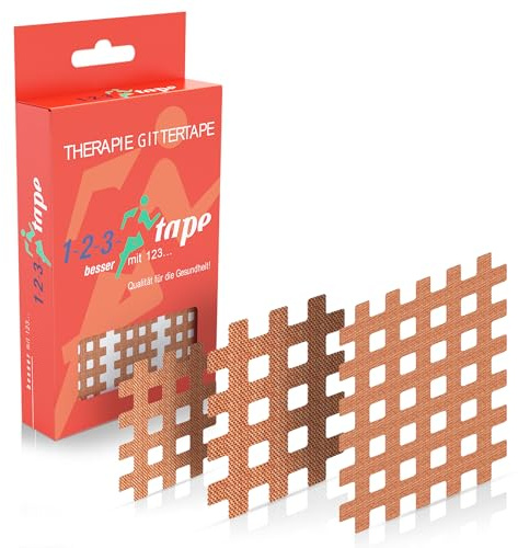 Gittertape Big Box - 170 Stück - Original von 123Tape, Akupunkturpflaster Mix Box 30 Blatt Beige - 10 Blatt pro Größe (A&B&C)
