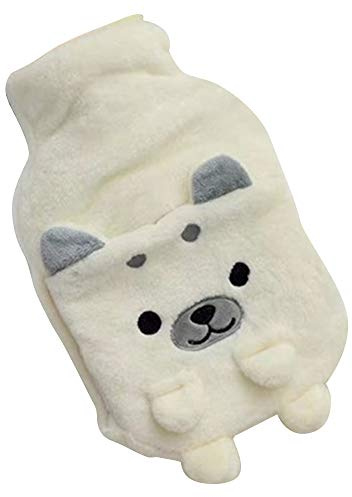 Wärmflasche mit niedlichem Akita-Hunde-Bezug, 1 l, wiederverwendbar, Tier-Handwärmer mit weichem Plüschbezug in Welpenform