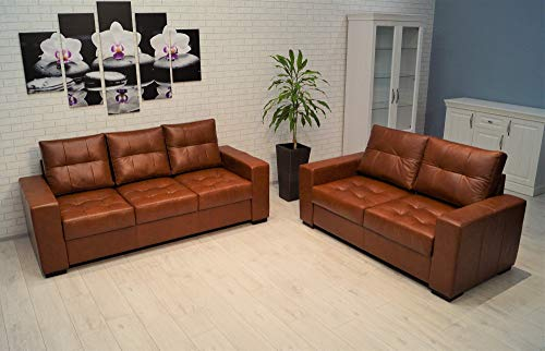 Quattro Meble Echtleder Sofagarnitur Mallorca Pik Extra 3 er 205cm + 2,5 er 175cm Echt Leder Couchgarnitur Möbel Sofa Couch Set große Farbauswahl !!!!