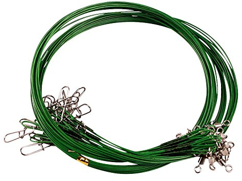 LSHEL Stahlvorfächer Edelstahl 20 Stücke Angeln Stahlvorfach Edelstahl Vorfächer mit Wirbel und Karabiner 70cm / 30kg