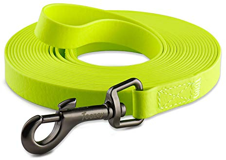 Toozey Wasserdicht Schleppleine für Hunde, 5m/10m/15m/20m - Robuste & Reißfeste Hundeleine mit Handschlaufe und Karabiner, Wetterfest Trainingsleine für Große bis Kleine Hunde, Neon Gelb