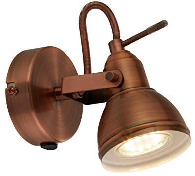 Retro/Industrial Design Antique Brushed Copper Single 1 Way Wall Spot Light with Switch - LED Compatible ?