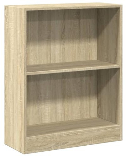 vidaXL Bücherregal 2 Fächer Standregal Wandregal Aktenregal Büroregal Regal Mehrzweckregal Schrank Raumteiler Sonoma-Eiche 60x24x76cm Holzwerkstoff