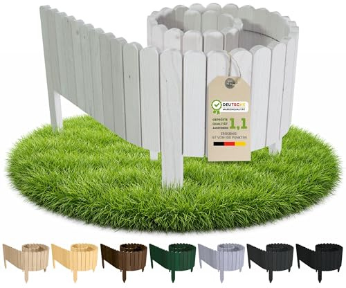 Floranica bordura para jardín 30 x 200 cm Blanco Borde césped Valla de jardín Valla de Madera bordura Flexible en Rollo