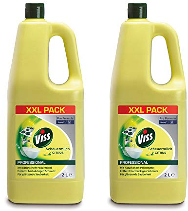 Viss Professional Scheuermilch Citrus, entfernt Schmutz zu 100%, Pro Formula, ohne Mikroplastik, XXL Pack (2 x 2 Liter)