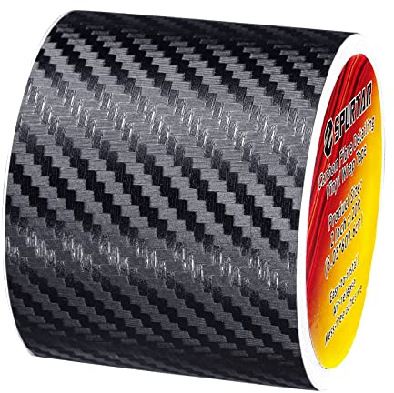 Spurtar 3D Carbon Fiber Vinyl Folie Aufkleber Roll Wrap (5cm x 600cm) Schwarz Carbonfolie Autofolie Dekorstreifen Universal Selbstklebend Car Tuning Schutzfolie Karbon Folie für Auto DIY 2''x20 Ft