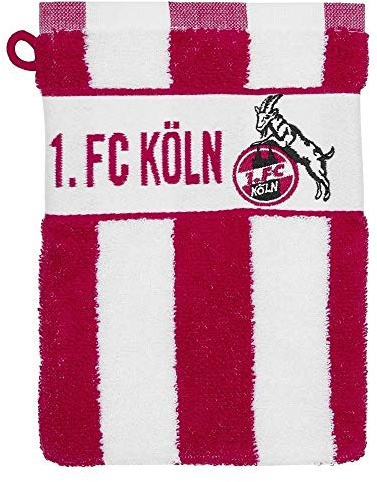 King of Trade 1. FC Köln Waschhandschuh Blockstreifen 20 x 15 cm