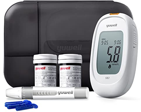 yuwell Blood Sugar Monitor, Diabetes Testing Kit with Test Strips x 50 and Lancets x 50, Blood Glucose Meter Ideal for Home Use, Batteries Include (Model 582)
