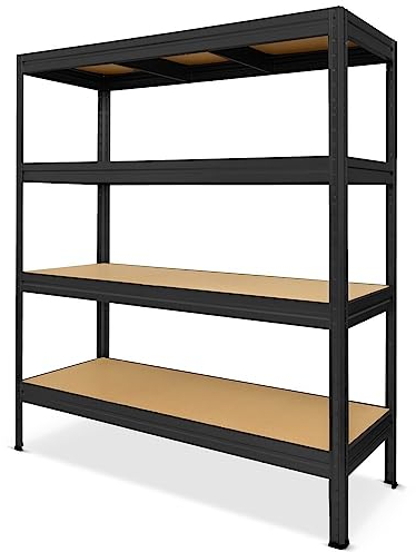 HEMMDAL Schwerlastregal Typ XXL Schwarz - 2.000 kg Tragkraft - HxBxT 177 x 200 x 60 cm - Steckregal mit 4 Böden - 500 kg Fachlast - Made in EU - stabiles Metallregal - Lagerregal - Werkstattregal