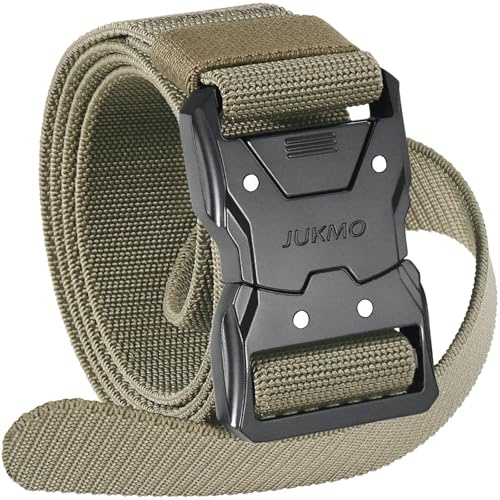 JUKMO Snabbfrigörande taktiskt bälte, vandringsbälte i nylonnät med kraftigt säkerhetsbältesspänne, för militärarbete, 3,8 cm (1,5 tum), PRÄRIEVARG, S (30-36 (l�ngd 112.5 cm)