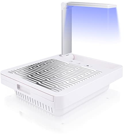 I·B·N G Aspirapolvere Professionale per Unghie da Scrivania per Pedicure e Manicure,con la Lampada del Chiodo e la Luce del LED,Velocità Regolabile,Nessun Sacchetto per la Polvere Necessario