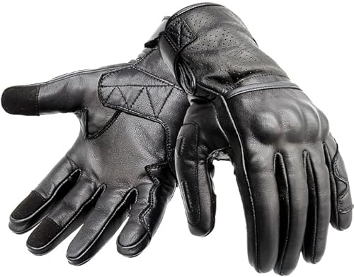 Hand Fellow Guantes de Piel de Primera Calidad para Motocicleta, de Carreras para Hombre, Guantes de equitación ATV (S)