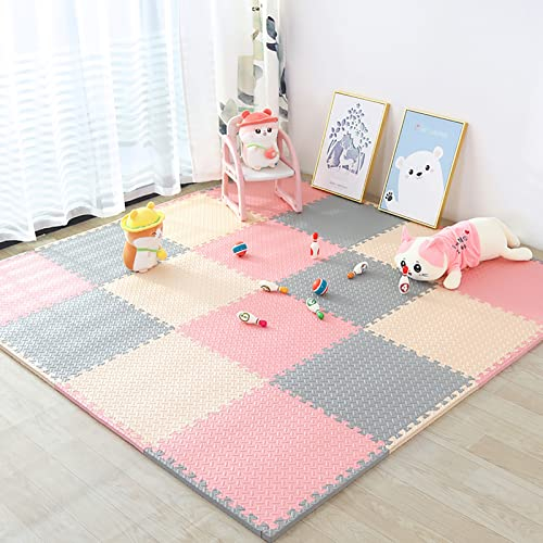 JYHCD Puzzlematten Spielmatten Krabbelteppich 2.5Cm Extra-Dicke Kinder Puzzle Spielteppich Schutzmatten 4/6/9/12Pcs Bodenschutzmatte Trainingsmatten Gymnastikmatten Yogamatten,D,9Pcs